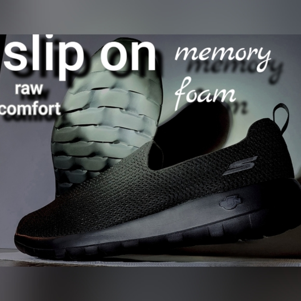 Sketchers 11 black slip on memory foam shoes